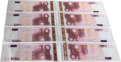 Lot de 10 serviettes double voile pour fête, anniversaire, thème billet de 10 euros, 34 x 33 cm - Nail Gallerys