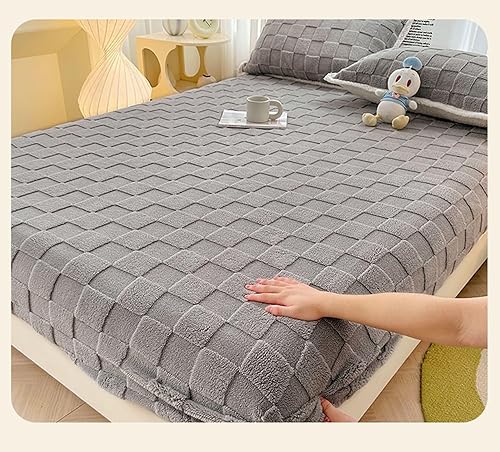 Musihy Draps Housses 120 x 200cm Drap-Housse et 2 x Taies d'oreiller Motif carré Protège-Matelas, Doux, Beige Blanc - Nail Gallerys