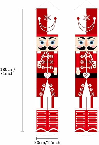 Bannière casse-noisette, décoration de porche de Noël, bannière de porte extérieure, modèle de soldat grandeur nature Bannières à suspendre pour mur, porte d'entrée, porche extérieure - Nail Gallerys