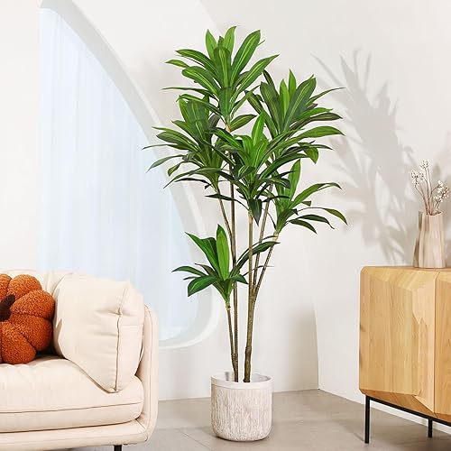 CROSOFMI Arbre Dragon Artificiel 120cm Plantes Artificielles Interieur en Pot Fausse Plante Verte Décoration pour Intérieur Extérieur Maison Chambre Salon Balcon Cour Jardin - Nail Gallerys