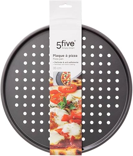 Five plaque pizza metal perfore 33cm, gris foncé - Nail Gallerys