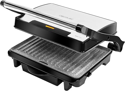 Cecotec Gril Électrique Plancha et Appareil à Sandwich Rock'nGrill Rapid. 1500W, Surface 24,5 x 17,3 cm, Revêtement RockStone, Plaque Supérieure Ajustable, Bac Récupérateur de Graisse - Nail Gallerys