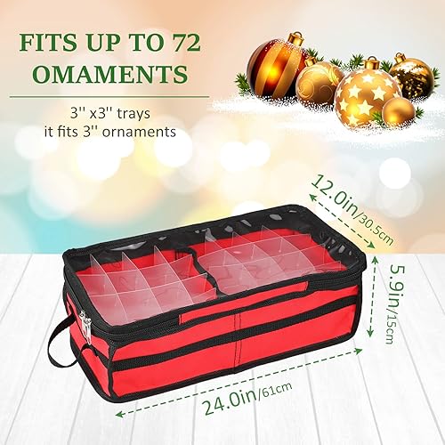 Betos Boîte de rangement pour boules de Noël, boîte de rangement avec fenêtre transparente pour décoration de Noël, 64 cloisons intérieures, Noir - Nail Gallerys