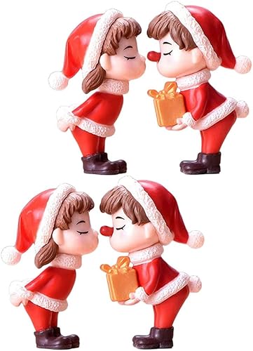 Liummrcy Ornement Miniature de Noël, Mini Ornements de Noël décoration de fête de Noël Ornement de Paysage Artisanat de l'ornement de Noël, Figurines Miniatures de Noël, Couple de Noël - Nail Gallerys