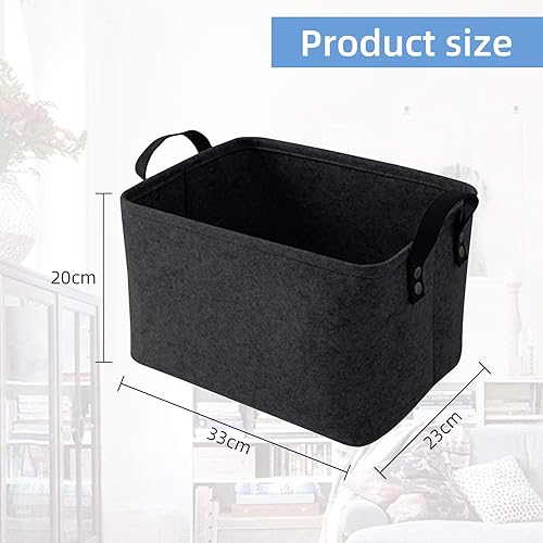 LITLANDSTAR Panier de rangement pliable en feutre pour étagère, linge, armoire, jouets ou papier toilette, 33 x 20 x 23 cm, noir - Nail Gallerys