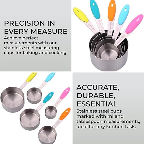 H&S Cuillères à mesurer en métal en acier inoxydable pour la cuisson Ensemble de 5 - Nail Gallerys