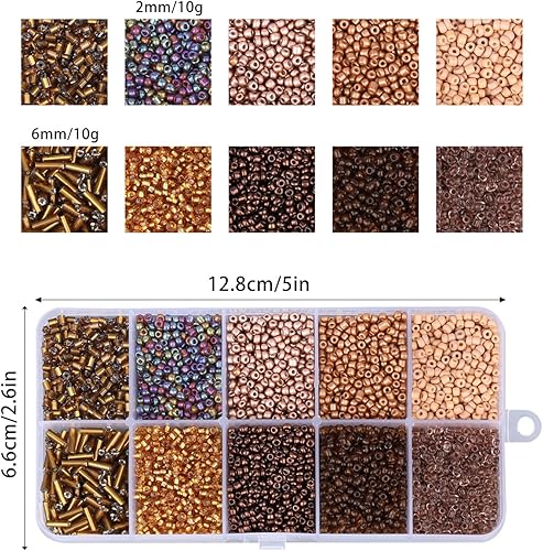 Perles de Rocaille en Verre, Kits de Bracelets en Perles Mélange 10 Couleurs Kit Perle Taille Fournitures Fabrication Bijoux pour Colliers Bracelets Boucles d'Oreilles (Couleur Mixte 1) - Nail Gallerys