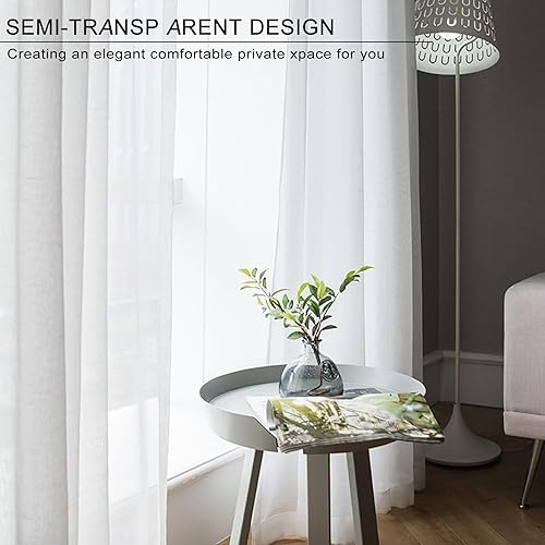 Voilage Rideau - Rideau Blanc 160 x 200 cm Isolation Lumiere Anti UV Decoration Rideaux et Draperies Intérieurs Décoratif pour Chambre Fenêtre Salon Coucher, Blanc - Nail Gallerys