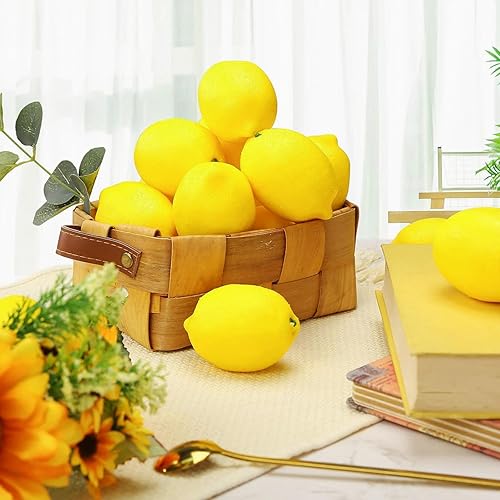 Lot de 8 citrons décoratifs pour fête - Fruits artificiels frais - Citron jaune - Décoration de table - Faux fruits artificiels - Citron réaliste - Nail Gallerys