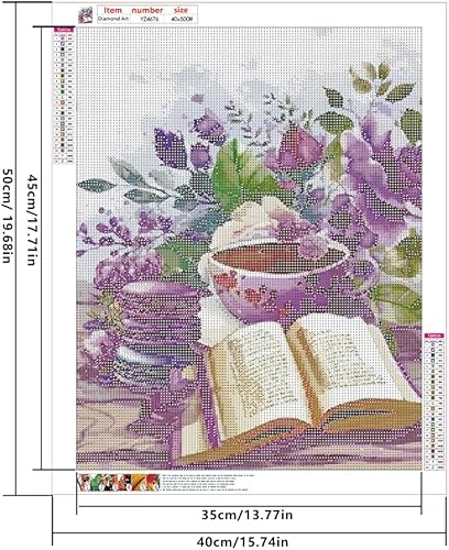 DCIDBEI Peinture Diamant Grande Format Fleurs Violettes Macarons 50x40cm Diamant Painting Café pour la Cuisine Images à Broder Livre de Fleurs pour Adultes Diamond Painting Fleur de Vie Perles Fleurs - Nail Gallerys