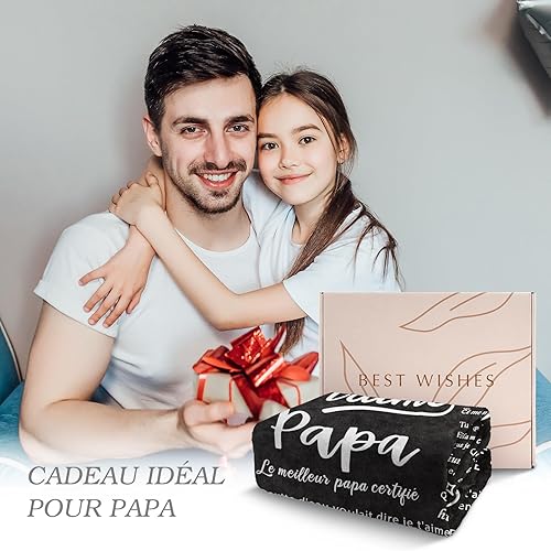 Juratar Cadeau Anniversaire Papa, Cadeau de Couverture en Flanelle pour l'anniversaire de Papa, la fête des pères et Noël pour Papa (Noir) - Nail Gallerys