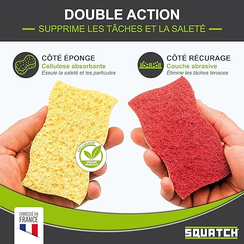 SQUATCH® Power | Lot de 9 éponges de Cuisine | Big Pack économique | Abrasif pour récurage Difficile | Cellulose pour Nettoyer, Face Rouge pour Récurer | Double Action & Ultra Absorbant - Nail Gallerys