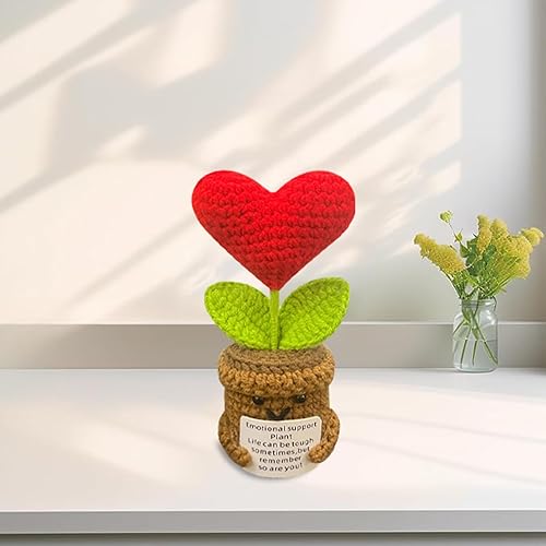 Gkaopi Tournesol Positif au Crochet Mignonne Tricotée Fleur et Succulente Poupée Positive en Tricot avec Carte d'Encouragement Plantes Tricotées de Soutien Positif pour Meilleure Amis - Nail Gallerys