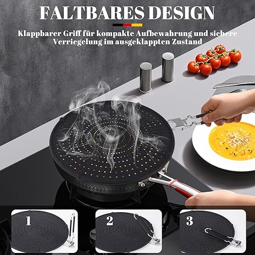 Couvercle Anti-éclaboussure poêles 32cm | 2 Pièces Protection Anti-éclaboussures Pliable en Silicone avec poignée Pliable, Résistant à la Chaleur et Passe au Lave-Vaisselle, Noir - Nail Gallerys