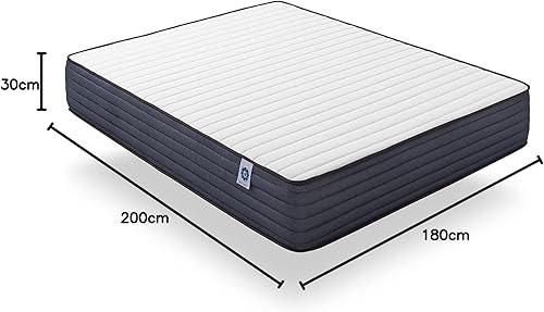 NATURALEX - Matelas PerfectSleep 180x200 cm - 30 cm - Soutien Mousse à mémoire de Forme - Accueil Blue Latex - Confort Ferme - Respirant - 7 Zones - Réversible - Haute Densité - Fabriqué en Europe - Nail Gallerys
