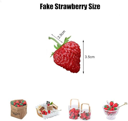Bamboopack Lot de 10 fraises artificielles réalistes en plastique pour décoration de table de fête ou de Noël - Nail Gallerys