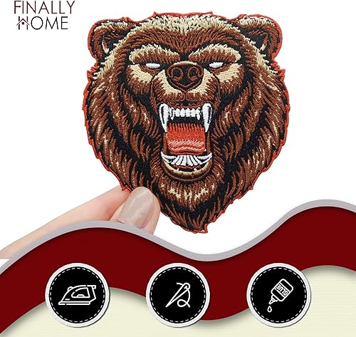 Finally Home Angry Grizzly Écusson thermocollant - Motif ours - Vintage - Patchs à repasser - Pour motard - Nail Gallerys