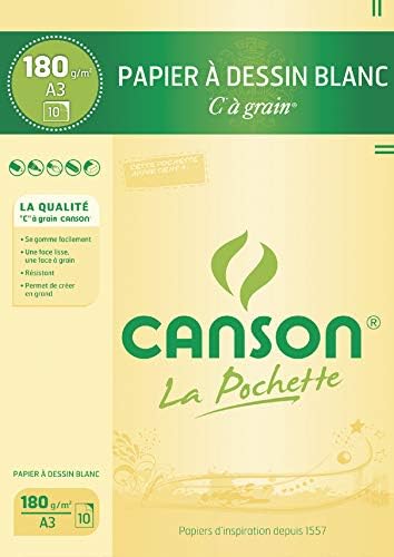 Pochette CansonPapier àDessin Blanc 'C' àGrain A3 10 Feuilles 180G/m² - Nail Gallerys