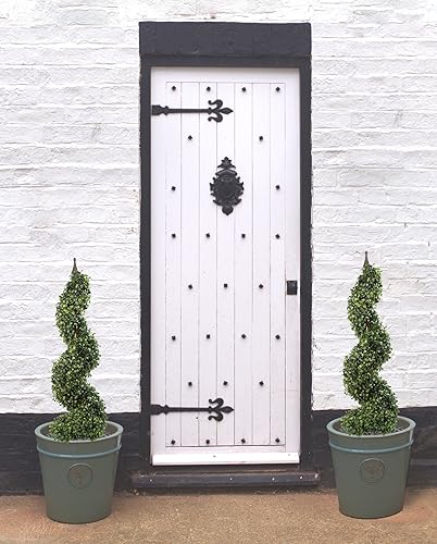 Leaf Paire de Buis Artificiels en Forme de Feuille en Métal Vert 90 cm - Nail Gallerys