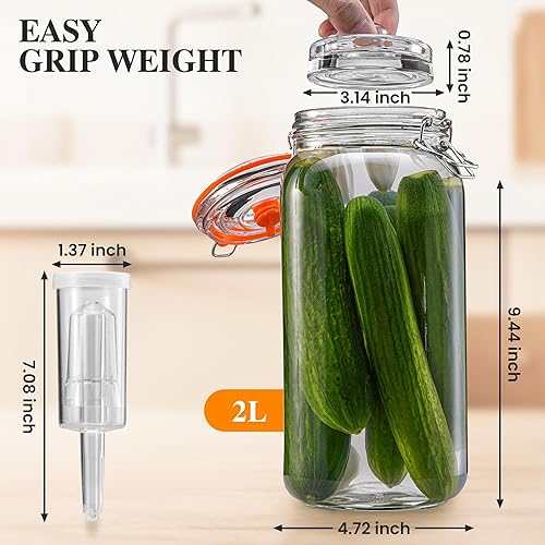 SwiftSlot Lot de 2 bocaux de fermentation de 2 L avec poids et sas - Kit de fermentation pour choucroute, kimchi, kombucha, kéfir et cornichons - Nail Gallerys