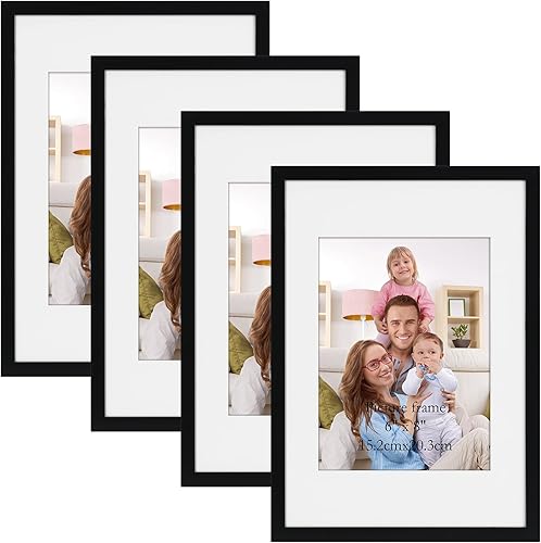 Giftgarden Lot de 4 Cadre A4 Noir (21x29.7cm),Cadres Photo 15x20 avec Passe Partout Pour Photos Certificat - le Mur ou la Table - Nail Gallerys