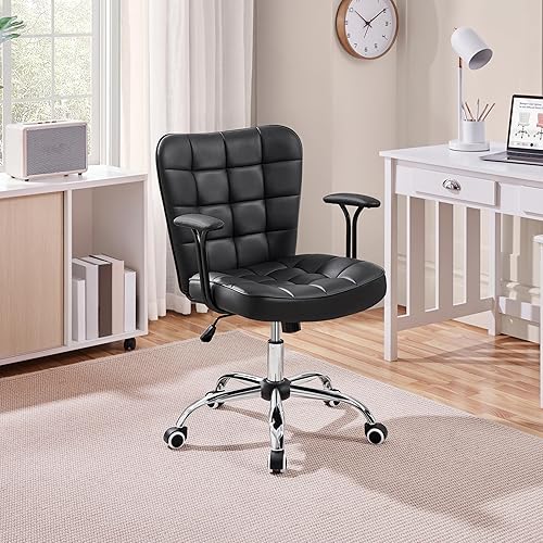 Yaheetech Chaise de Bureau à roulettes Chaise d'Ordinateur en Similicuir avec Hauteur d'Assise Réglable Dossier Rembourré Accoudoirs Détachables Rose - Nail Gallerys