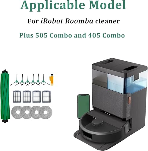 Lot de 16 kits d'accessoires pour aspirateurs iRobot Roomba Plus 505Combo et 405 Combo, pièces de rechange, 1 brosse principale, 4 filtres HEPA, 6 brosses latérales, 4 chiffons serpillères, 1 brosse - Nail Gallerys