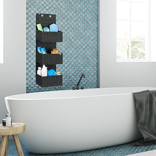 Relaxdays Organiseur de porte tissu à suspendre rangement mural à accrocher 3 compartiments HxlxP: 75x25x15 cm, blanc - Nail Gallerys