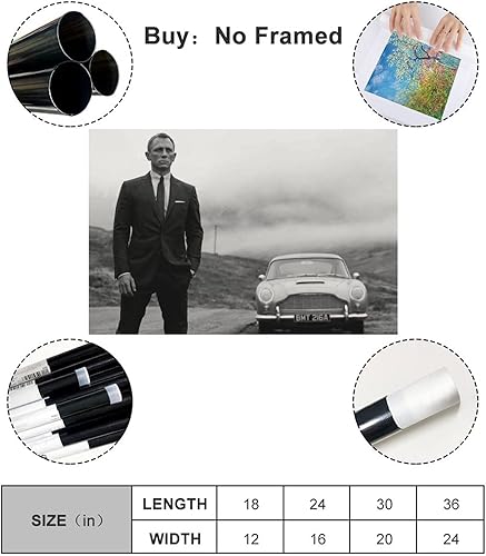 ETOMEY Acteur Daniel Craig Impression sur toile Décoration de chambre à coucher Paysage sportif Décoration de bureau Cadeau sans cadre 50 x 75 cm - Nail Gallerys