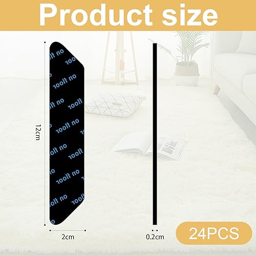 WEHOOM 24 Pièces de Bandes Antidérapantes pour Tapis, Rubans Adhésifs Antidérapants Réutilisables Lavables, Compatibles avec la Majorité des Types de Sols Lisses-25mm x 130mm - Nail Gallerys