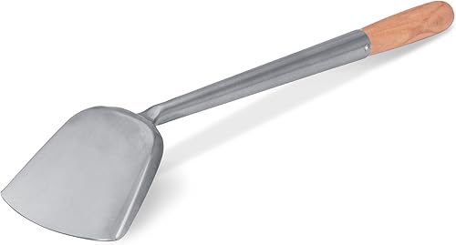 Craft Wok Spatule pour wok moyenne en acier inoxydable avec poignée ergonomique en bois - Ustensile de cuisine asiatique traditionnel / 732W5 - Nail Gallerys