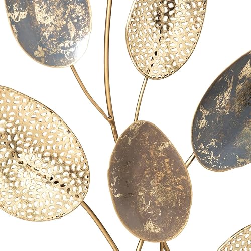 Atmosphera - Objet déco Feuilles - métal - Argent et doré H53 cm - Nail Gallerys