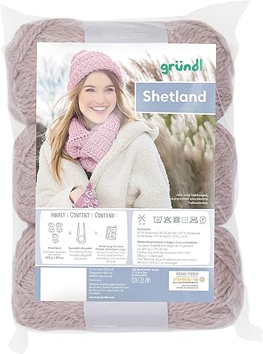 Gründl Shetland Lot de 3 pelotes de laine à tricoter 100 g + aiguille 7 à 8 + instructions pour tricoter soi-même 30 x 20 x 8 cm, moka mélangé - Nail Gallerys