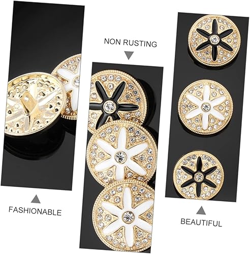 VILLCASE Lot de 10 Boutons Ronds en Métal de 18 Mm pour Manteau en Laine Artisanat Raffiné Strass Brillants Boutonnières Lisses Accessoires de Vêtements Élégants Noir/18 Mm - Nail Gallerys