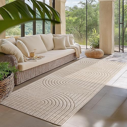 HomebyHome Tapis pour Salon, Chambre, Véranda - Poils Courts Crème, Effet Relief, Doux et Lavable, Adapté à l Extérieur, Facile à Entretenir, 200x290 cm - Nail Gallerys