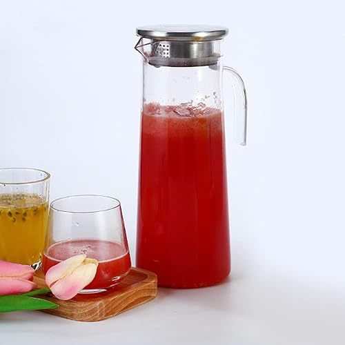 Pichet à Eau, Pichet en Plastique Transparent de Qualité 1,2 L, Récipient pour Carafe à Eau avec Couvercle et Poignée, Pichet à Boissons pour Thé Glacé, Jus, Limonade, Infusion Froide(#1) - Nail Gallerys