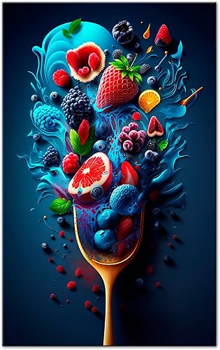 DECLINA, tableau mural, impression sur verre acrylique, décoration moderne, tableau déco assortiment de fruits, art mural contemporain, cadre design élégant, 50x80 cm - Nail Gallerys