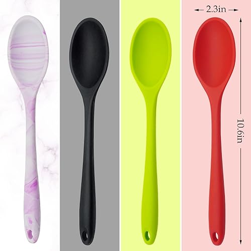 Lot de 4 cuillères de cuisine en silicone antiadhésives - Cuillères de service - 27 cm - Sans BPA - Grandes cuillères de cuisine pour cuisine, pâtisserie - Nail Gallerys