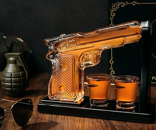 Krown Kitchen - Carafe Whisky pistolet - coffret whisky cadeau homme - Carafe a Decanter - Nail Gallerys
