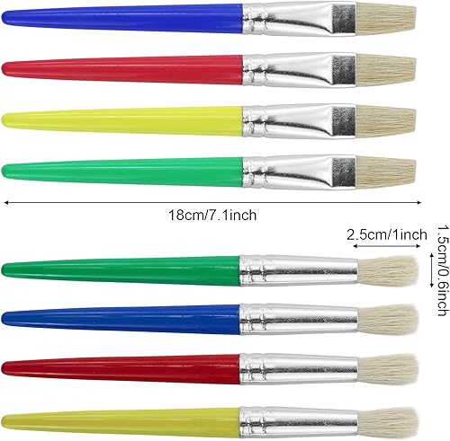 Lot de 8 pinceaux de peinture pour enfants, pinceaux de peinture pour tout-petits, pinceaux ronds préscolaires pour enfants, étudiants, débutants - Nail Gallerys