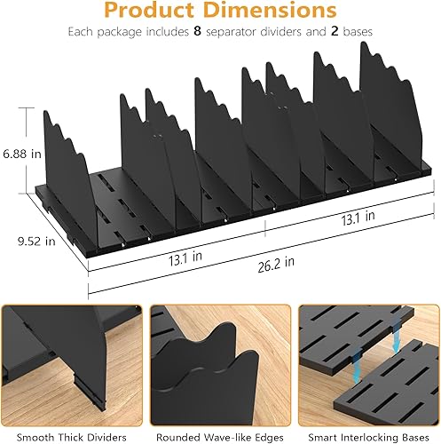 Ronlap Lot de 8 séparateurs d'étagère, rangement de sac à main, étagère de placard, organiseur de vêtements réglable, organisateur de sac à main, pour cuisine, placard, salle de bain, transparent - Nail Gallerys