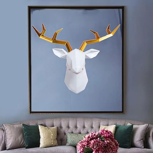 DéCor De Cerf En RéSine, DéCoration Murale De La TêTe Des Cerfs, Murs De Statue De TêTe Animale Suspendue PièCe MaîTresse PrêTe à Accrocher, Sculpture De Statue De TêTe De Cerf,A2,14*5.5*14.2in - Nail Gallerys