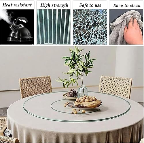 Plateau Tournant En Verre Pour Table De Salle À Manger Plateau Rotatif 70/80/90 Cm Plateau De Service Rotatif Lazy Susan Rotation Silencieuse Et Douce, Facile À Partager Les Aliments(90CM/35IN) - Nail Gallerys