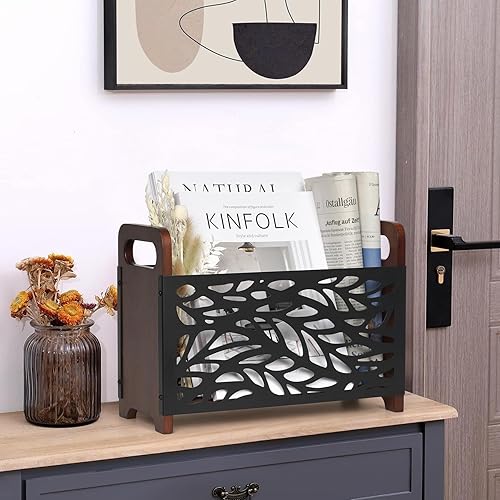 QILICZ Porte-revues - En bois - Support debout - Étagère à magazines - Panier de rangement robuste et durable pour le bureau et la maison - 33 x 24 x 13 cm - Nail Gallerys