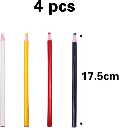 4 Pièces Crayon Couture,Craie Couture,Craie de Couture pour Tissus,Crayon Craie Couture,pour Marquer les Vêtements,Cuir,Bois,Papier (Bleu,Blanc,Jaune,Rouge) - Nail Gallerys