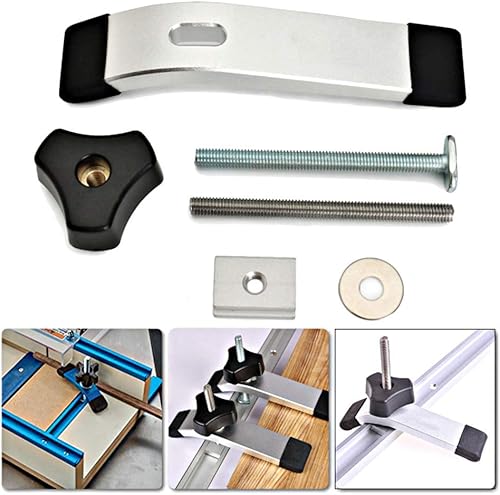 T-Slot Piste Rail à Rainures en T est en Alliage d’Aluminium Kit avec Pince à Rainure en T pour Travail du Bois, Positionnement et Fixation de Travail (rail T + plateau) - Nail Gallerys