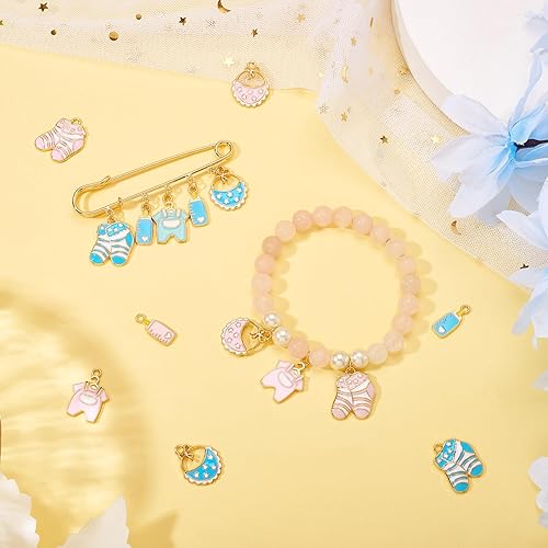 Bestewelry Lot de 40 breloques en alliage pour bébé - 8 styles - En émail coloré - Thème bébé - Jolies breloques pour vêtements de bébé - Breloques pour loisirs créatifs, bracelets, colliers, - Nail Gallerys