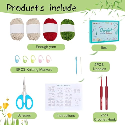 FREEBLOSS Kit de sac au crochet pour débutants, sac fourre-tout en forme de rose, kit de sac fourre-tout avec tutoriels vidéo étape par étape pour adultes - Nail Gallerys