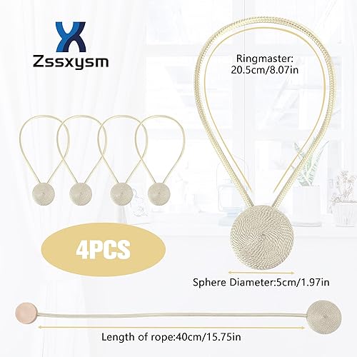 Zssxysm 4 Pièces Embrasses de Rideau Magnétiques, Embrase de Rdeaux Aimanté, Attache Rideau sans Percage, Pince Rideau pour La Maison, Le Bureau Décoration, Boucle de Rideau (Beige) - Nail Gallerys