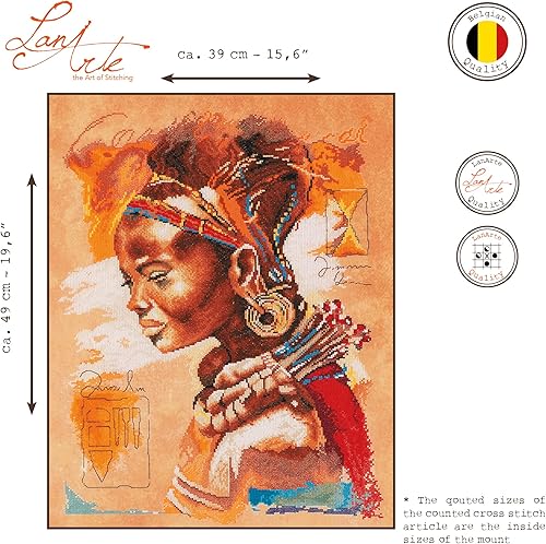 LANARTE Point De Croix Compté Kit Tableau Complet Set BEAUTÉ Africaine De Broderie Loisir Créatif Maison Decoration Cadeau DIY ca. 39 x 49 cm Counted Cross Stitch Embroidery - Nail Gallerys